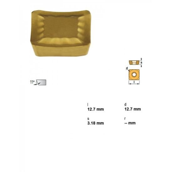 Picture of Canela Tool SPKR42EDSRTIN25 Milling Insert Square TiN + TiC + TiN